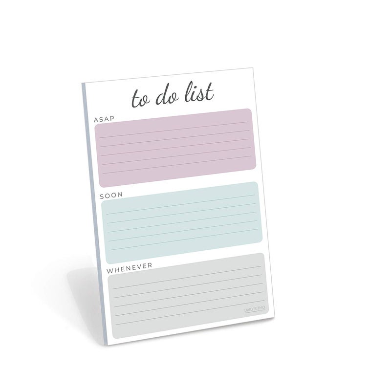 DAILY RITMO Small to-Do List Notepad, Large Sticky Notes, Categorized Priorities Paintbrush Font Title Thin to-Do List Notepad, 50 Pages, 4x6 inches by DAILY RITMO - Image 1